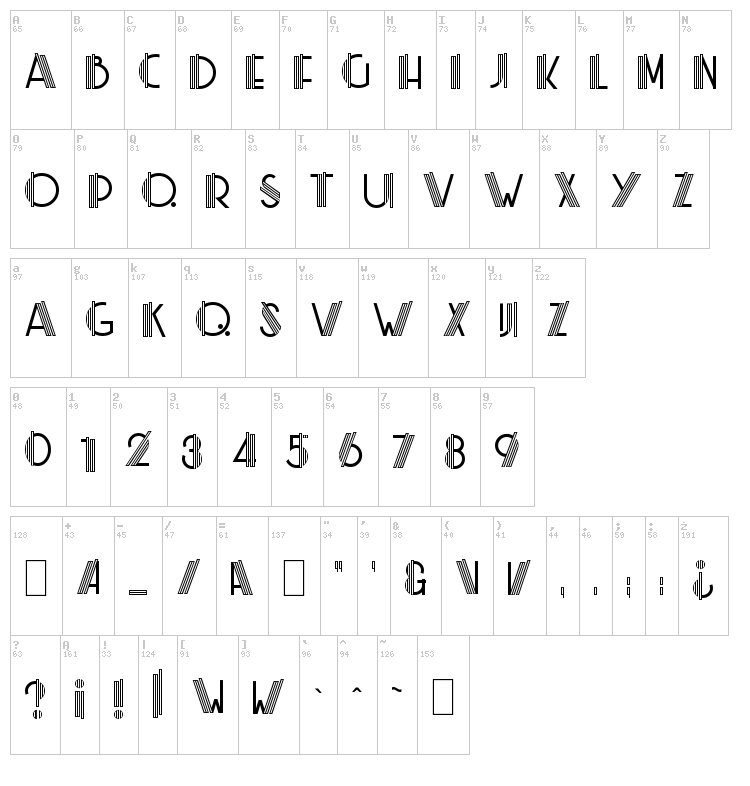 ML Rainbow KK font map